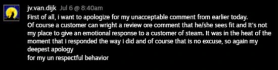 Steam開發者怒懟玩家差評：你去死吧