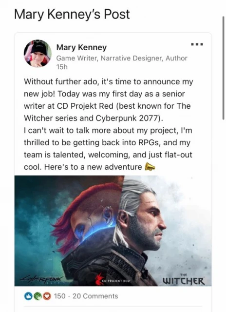 SweetBaby知名粉頭加入CDPR 大量玩家表示強烈抗議