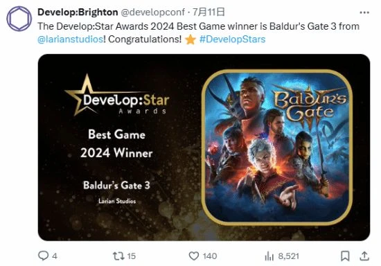 實至名歸!《博德之門3》獲開發之星最佳遊戲與敘事獎