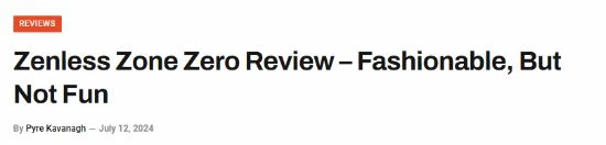 外媒為《絕區零》打出4分：遊戲很有時尚感 但不好玩