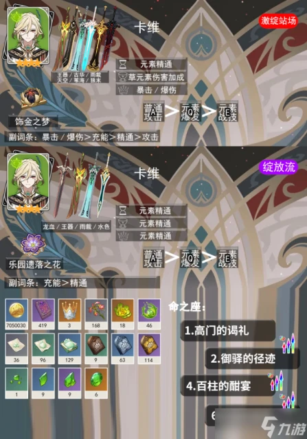 原神 V4.8攻略   上半 娜維婭 與 妮露 一圖流及武器抽取建議