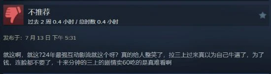 《我為情狂》Steam褒貶不一：價格偏高 三上戲份太少