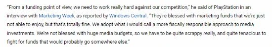 Xbox高管抱怨PS營銷預算太高：我們沒有巨額預算