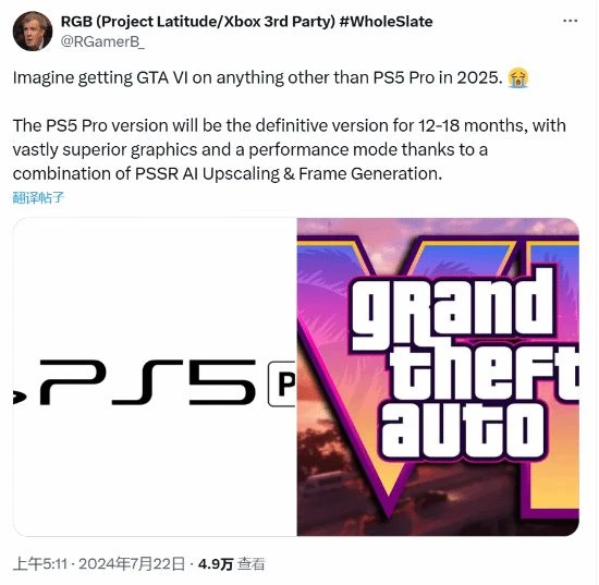 性能超強！粉絲認為PS5 Pro為體驗GTA6最佳平台