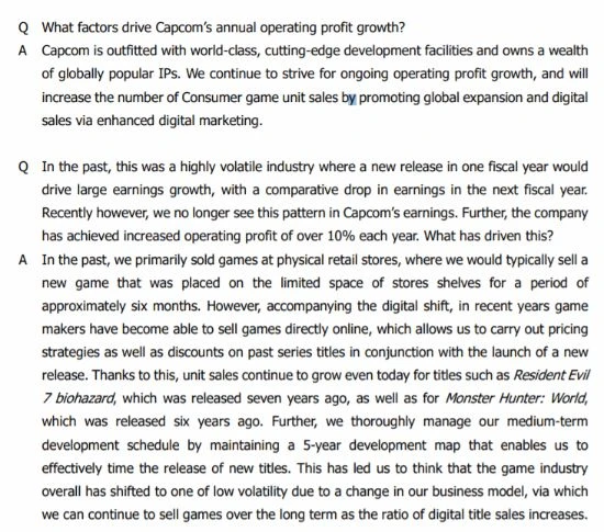 卡普空談營業利潤連續11年增長：數字銷售造福全行業