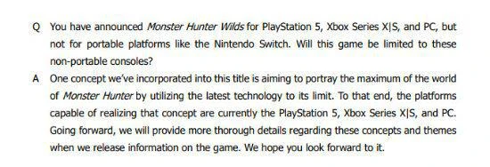 《怪獵荒野》不登NS原因:只有其他平台能實現新技術