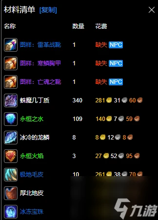 魔獸世界wlk制皮420-450最省材料攻略