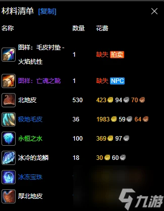 魔獸世界wlk制皮400-450最省材料攻略