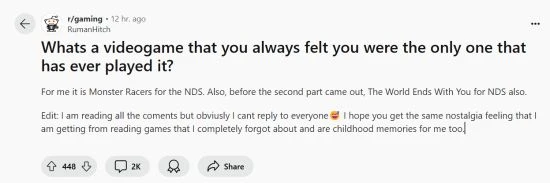 外網熱議：什麼遊戲冷門到讓你覺得只有自己玩過？