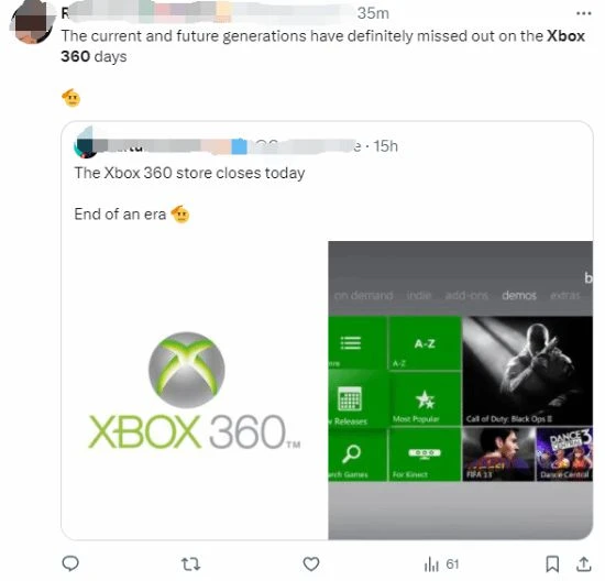 Xbox360商店正式關閉！玩家們發文悼念：時代已終結