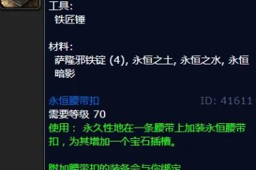 WLK懷舊服腰帶額外寶石孔 並非鍛造專利