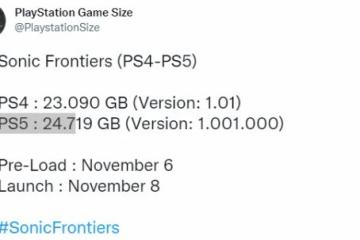 《索尼克未知邊境》PS5版約25G 11月6日開啟預加載