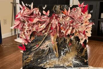 飯制《老頭環》女武神立體畫作 蝴蝶翅膀「躍然紙上」